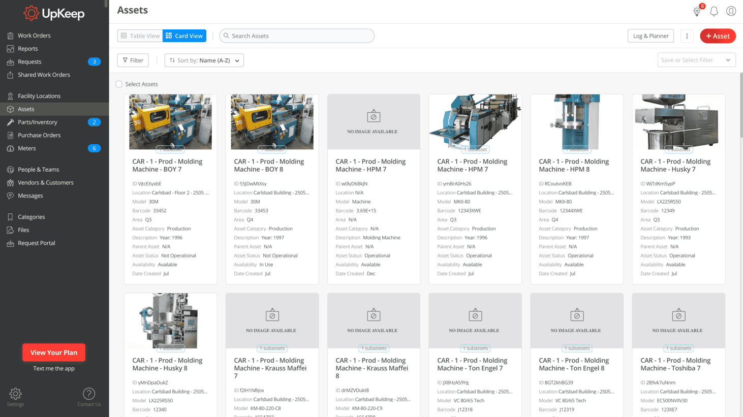 A screenshot of the UpKeep maintenance management interface.