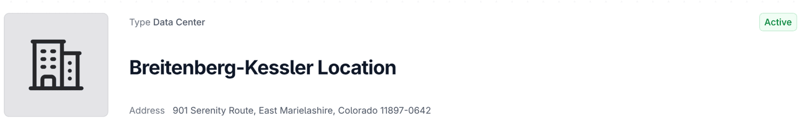 The overview section of a location record